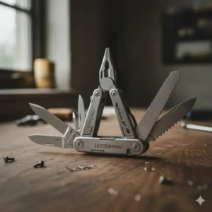 Close-up of the Leatherman Wave Plus, widely considered the most versatile and best everyday Leatherman multi-tool.