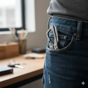 The lightweight Leatherman Skeletool easily carried with its pocket clip, a great choice for the best everyday Leatherman for minimalists.