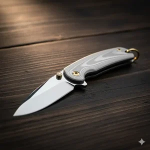 A user demonstrating the use of an EDC knife for opening a package or cutting cord, representing the best keychain knives.