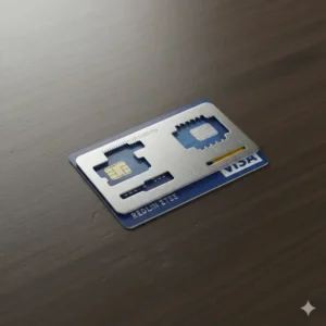 A side by side comparison of a standard bank card and a credit card size multi tool.