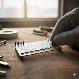 Detail shot focusing on the integrated screwdriver tips and multiple wrench sizes found on this essential survival credit card multitool card.