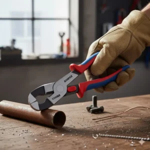 Close-up of the best knipex pliers cobra model with push-button adjustment.