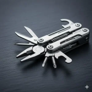 Detailed close-up illustration of a versatile multi-tool from a set of mini edc tools.