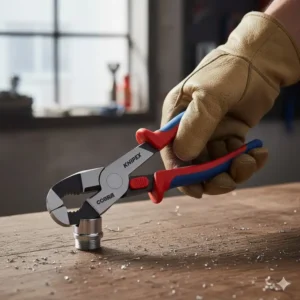 The best knipex pliers wrench featuring smooth flat jaws for chrome surfaces.