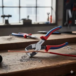 High leverage diagonal cutters from the best knipex pliers line for heavy duty cutting.