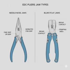 A side-by-side comparison of different jaw profiles available for the best edc pliers.