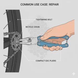 A close-up illustration of a person performing a quick home repair using the best edc pliers.