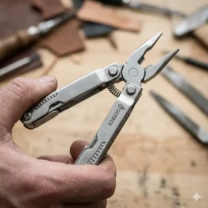 Demonstration of the fast one-handed flick deployment feature on the gerber 600 multi tool.