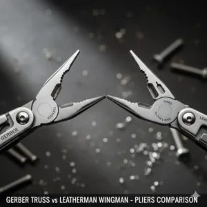 Close-up view of the pliers tension and design in the gerber truss vs leatherman head-to-head test.
