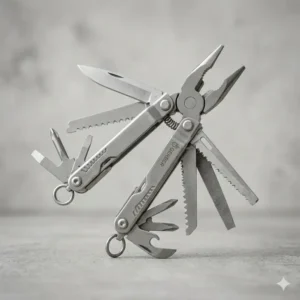 All internal components and accessories fully extended from the gerber 600 multi tool.