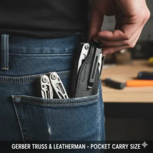 Comparing the weight and pocket clip portability of the gerber truss vs leatherman for daily carry.