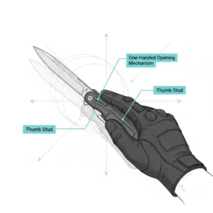 Demonstration of the fast one-handed opening mechanism of a tactical police multi-tool.