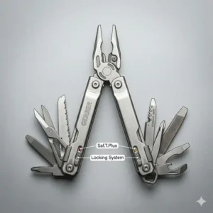 A detailed breakdown diagram showing all 12 professional-grade components of the gerber diesel multi tool.