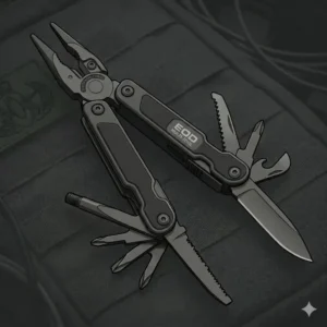 Alt Text 3 (Illustration 2): Close-up illustration of the high-leverage blasting cap crimper located within the needle-nose pliers of a military-grade eod multi tool.