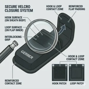 Technical drawing showing the exact height and width dimensions of a gerber suspension sheath.