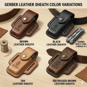 Illustration 5: A comparison of different color options available for the classic gerber leather sheath.