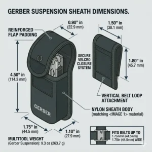 Comparison illustration between a standard and tactical version of the gerber suspension sheath.