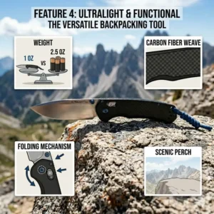 Illustration 4: An ergonomic diagram showing the secure hand grip and finger placement on a compact ultralight knife.