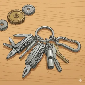 Illustration 6: A set of travel-friendly and TSA-approved key chain tools without sharp blades.