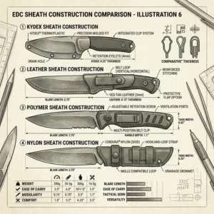 Comparison of Kydex and leather sheath options for a standard fixed blade knife edc.