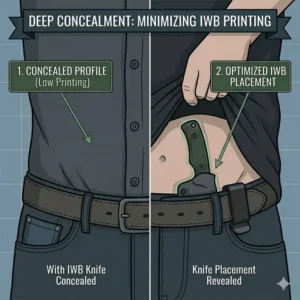 Visual showing the low-profile deep concealment of the best iwb knife under clothing.