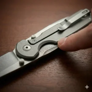 An illustration of the smooth flipper deployment mechanism of a premium executive pocket knife.