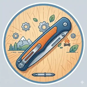 A sleek, closed pocket knife with screwdriver showing its compact and portable size for storage.