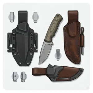 Various Kydex and leather sheath options for a versatile everyday carry fixed blade knife.