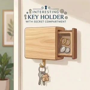 A clever and interesting key holder disguised as a picture frame, swung open to reveal hooks inside.