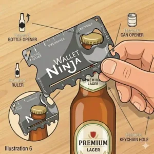 Close up vector illustration of the box and letter opener corner on a ninja wallet ninja card cutting open a shipping package