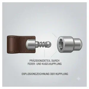 A 3D vector illustration demonstrating the quick-release button mechanism of a dual-ring pull apart keychain.